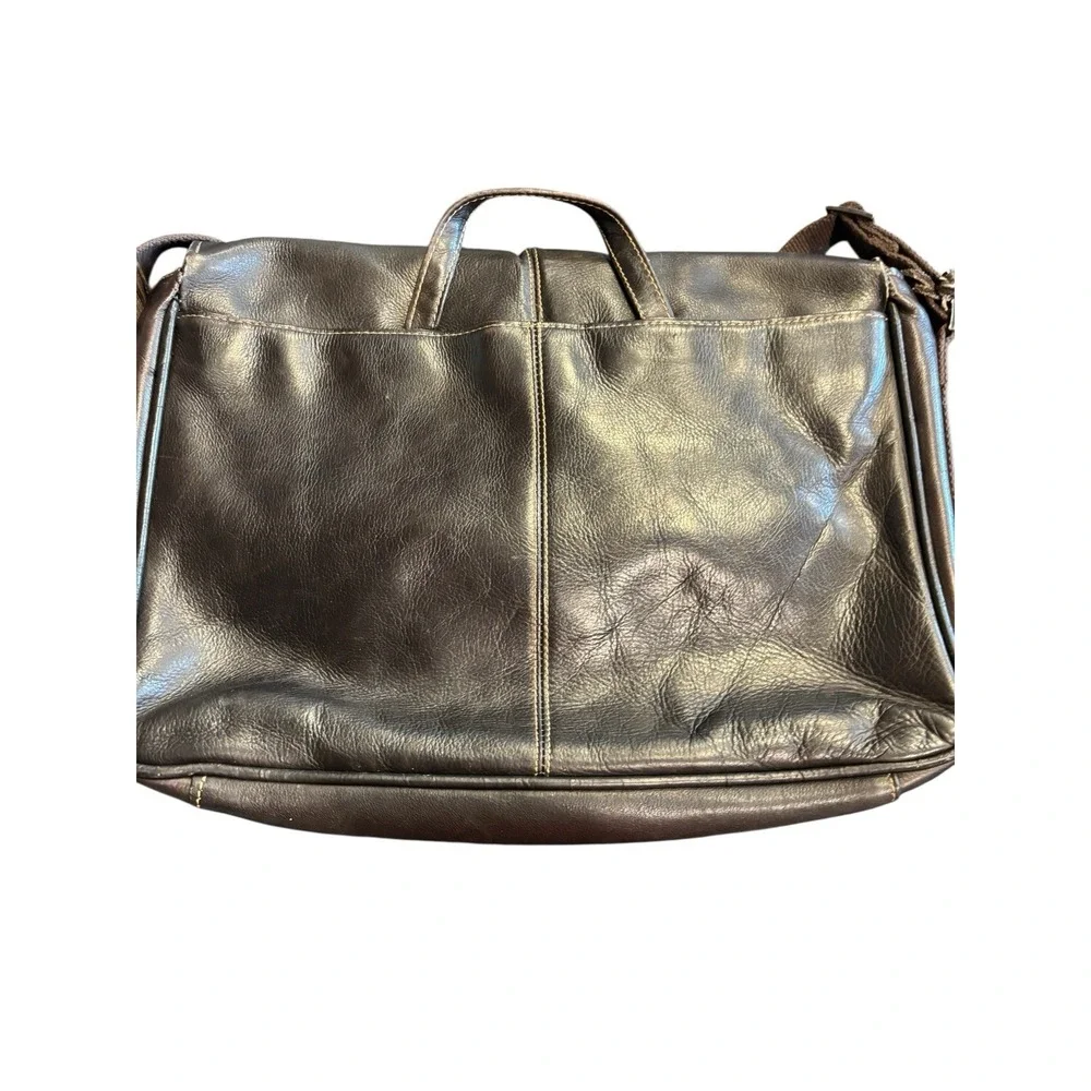 KENNETH‎ COLE REACTION Messenger Briefcase Brown Leather Laptop Bag